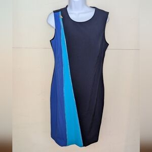 Calvin Klein Fitted Dress Colorblock Blue